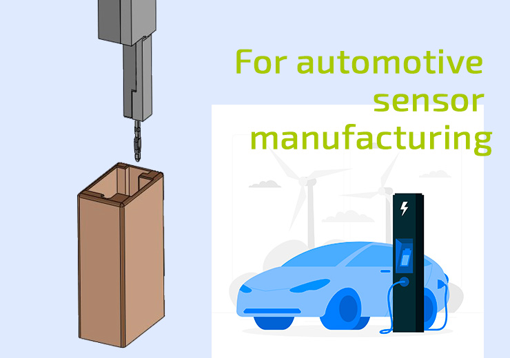 Connector pin insertion with already assembled electronics in housing  for advanced automotive sensors